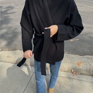 ISO Black Wrap Coat buck mason
